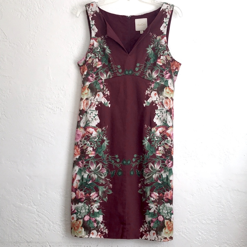 Mod Cloth maroon floral fabulous fit summertime dress